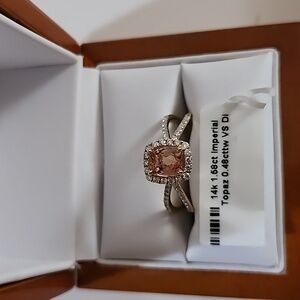 Imperial Topaz and Diamond Ring